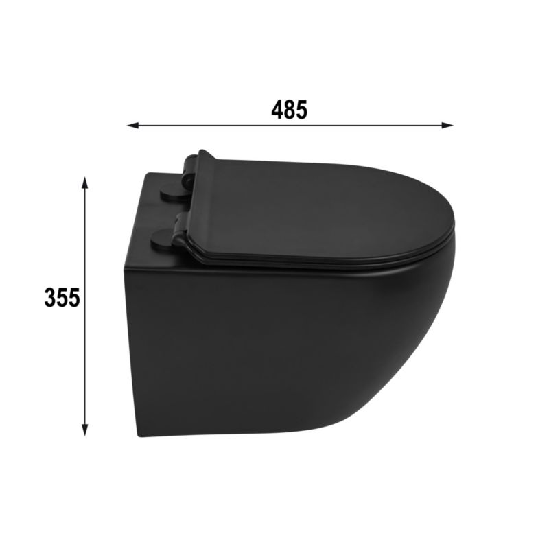 Væghængt Toilet Riviera Uden Skyllekant Sort 48,5x36x35,5 cm