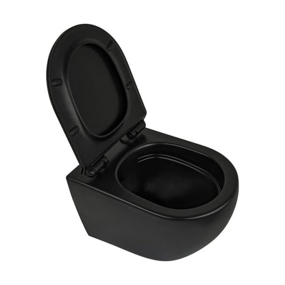 Væghængt Toilet Riviera Uden Skyllekant Sort 48,5x36x35,5 cm