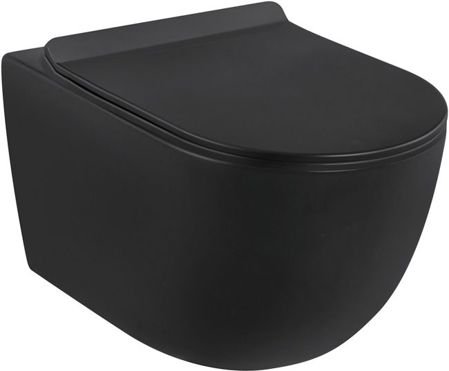 Væghængt Toilet Riviera Uden Skyllekant Sort 48,5x36x35,5 cm