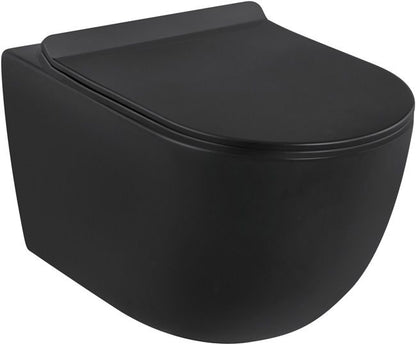 Væghængt Toilet Riviera Uden Skyllekant Sort 48,5x36x35,5 cm