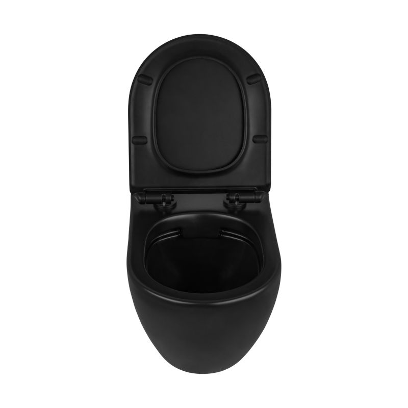 Væghængt Toilet Riviera Uden Skyllekant Sort 48,5x36x35,5 cm