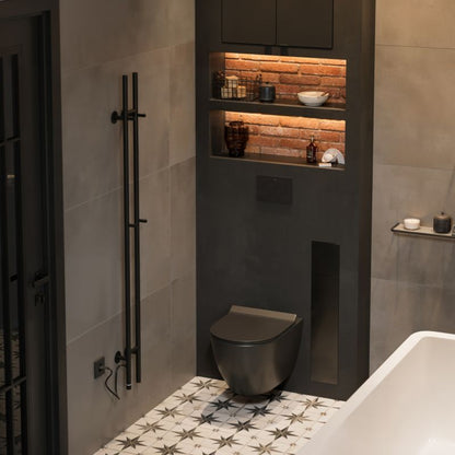 Væghængt Toilet Riviera Uden Skyllekant Sort 48,5x36x35,5 cm