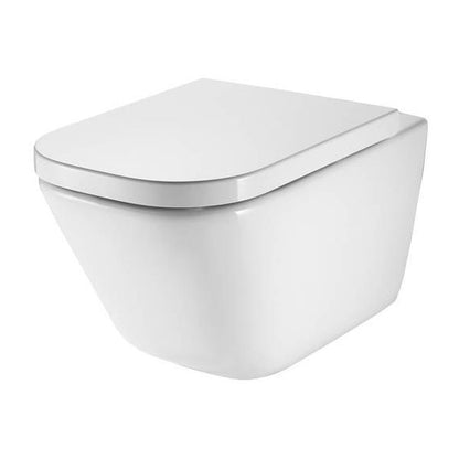 Væghængt Toilet Rundt Hvidt Uden Krans med Langsomt Lukkende Sæde