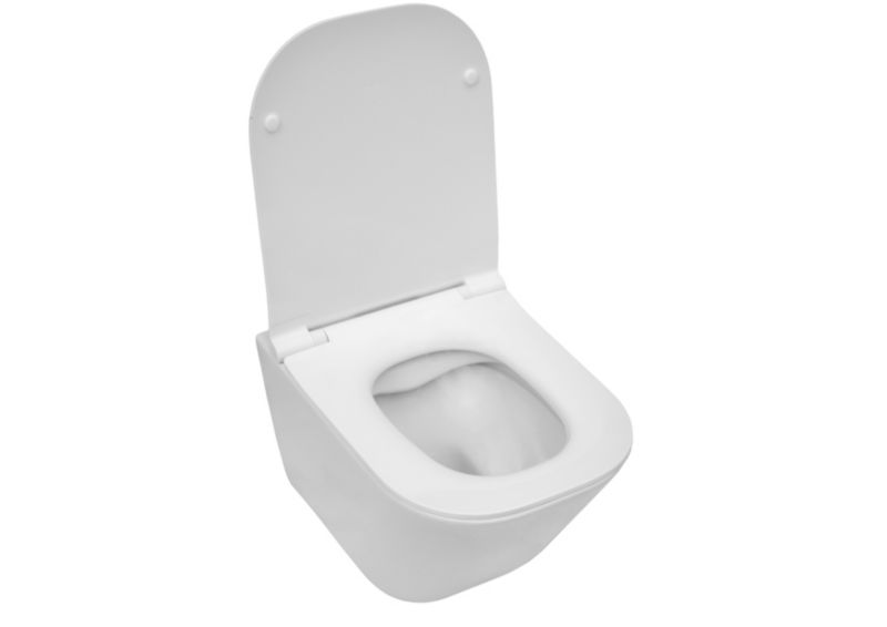 Væghængt Toilet 48 cm Hvid Uden Bræt Kantfri med Lyddæmpet Sæde