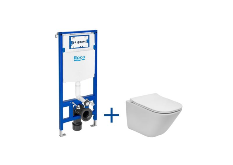Væghængt Toilet med Sæde og Stel Rimless Hvid 1 stk.