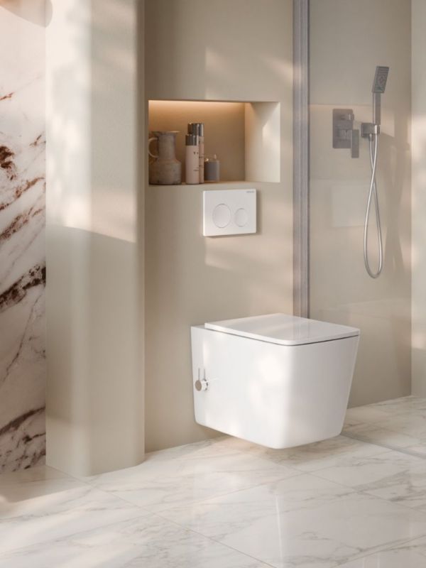 Væghængt Toilet med Bidétfunktion Orion Hvid 51x35 cm