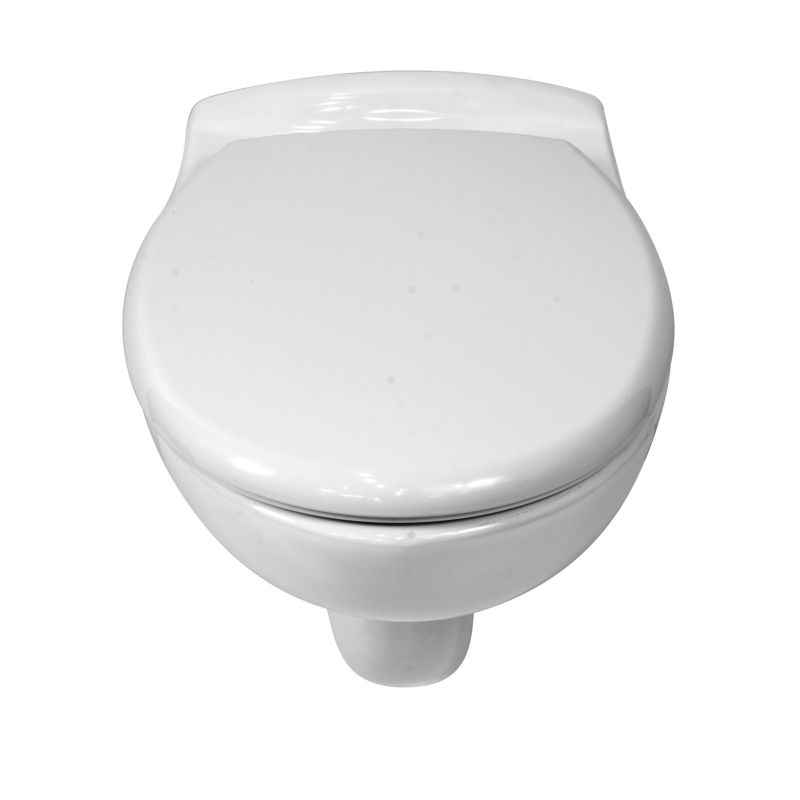 Væghængt Toilet Basic Rim Uden Krans med Langsomt Lukkende Sæde Hvid 53,5x35x40 cm
