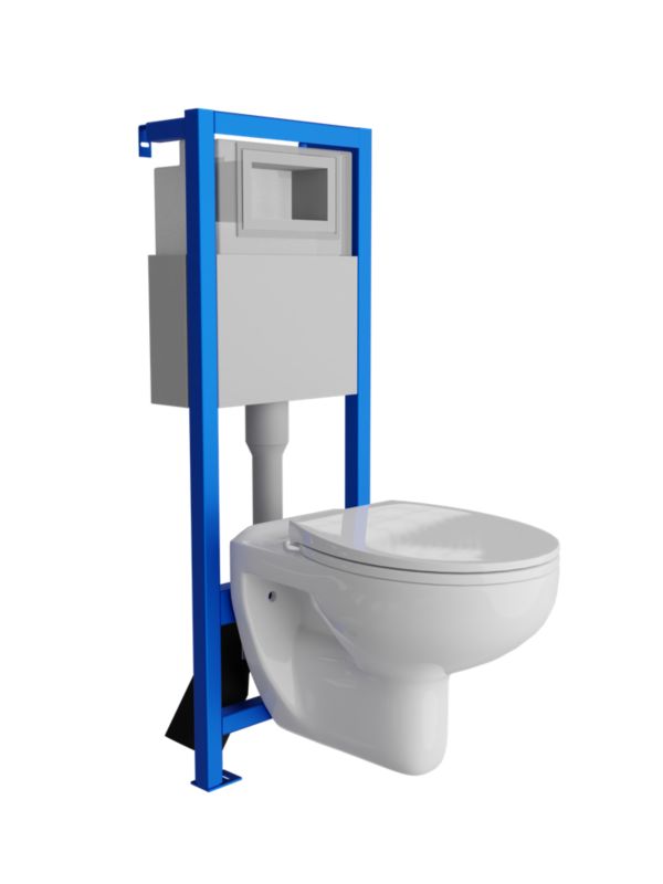 Væghængt Toilet Basic Rim Uden Krans med Langsomt Lukkende Sæde Hvid 53,5x35x40 cm