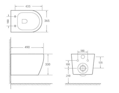 Væghængt Toilet Skon Rimless med Lyddæmpet Sæde Hvid 49x36,5x33 cm