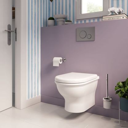 Væghængt Toilet Endell Hvid med Låg og Hvirvelskyl