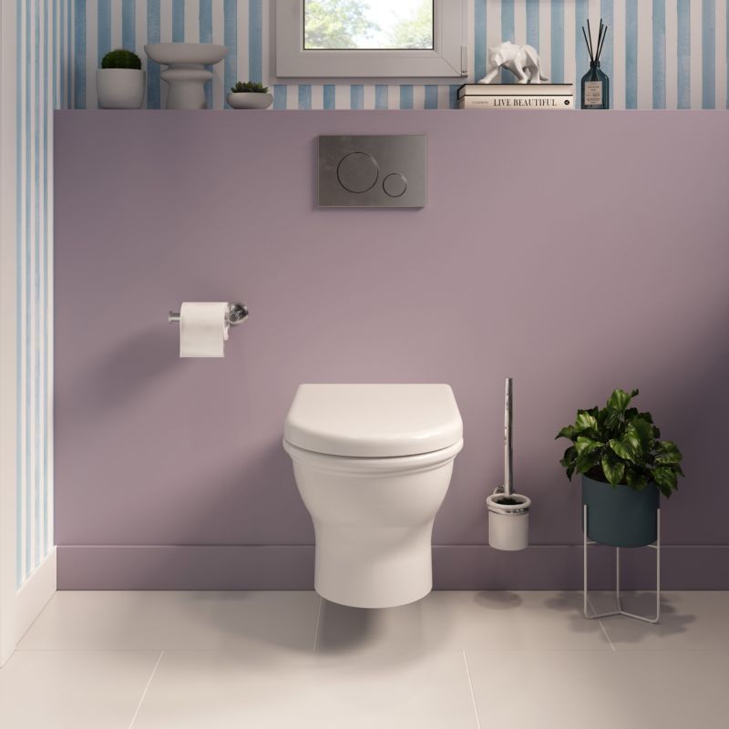 Væghængt Toilet Endell Hvid med Låg og Hvirvelskyl