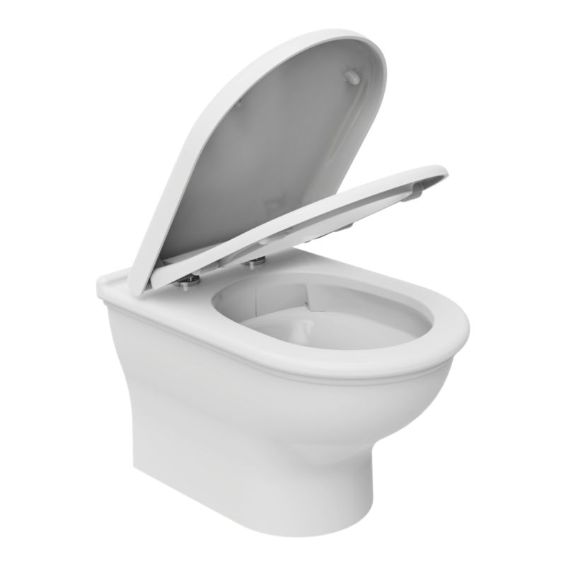 Væghængt Toilet Endell Hvid med Låg og Hvirvelskyl