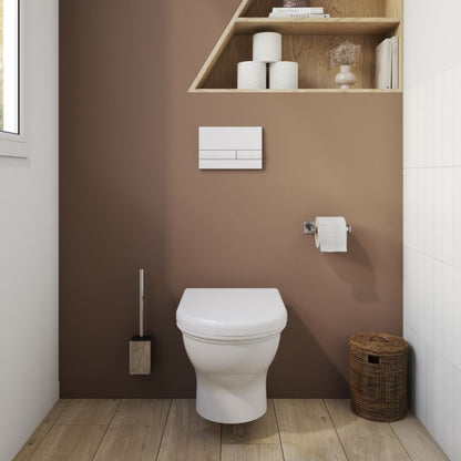 Væghængt Toilet Endell Hvid med Låg og Hvirvelskyl