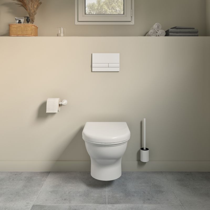 Væghængt Toilet Endell Hvid med Låg og Hvirvelskyl
