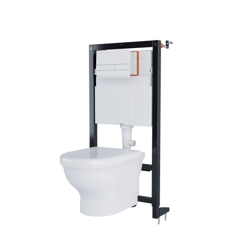 Væghængt Toilet Endell Hvid med Låg og Hvirvelskyl