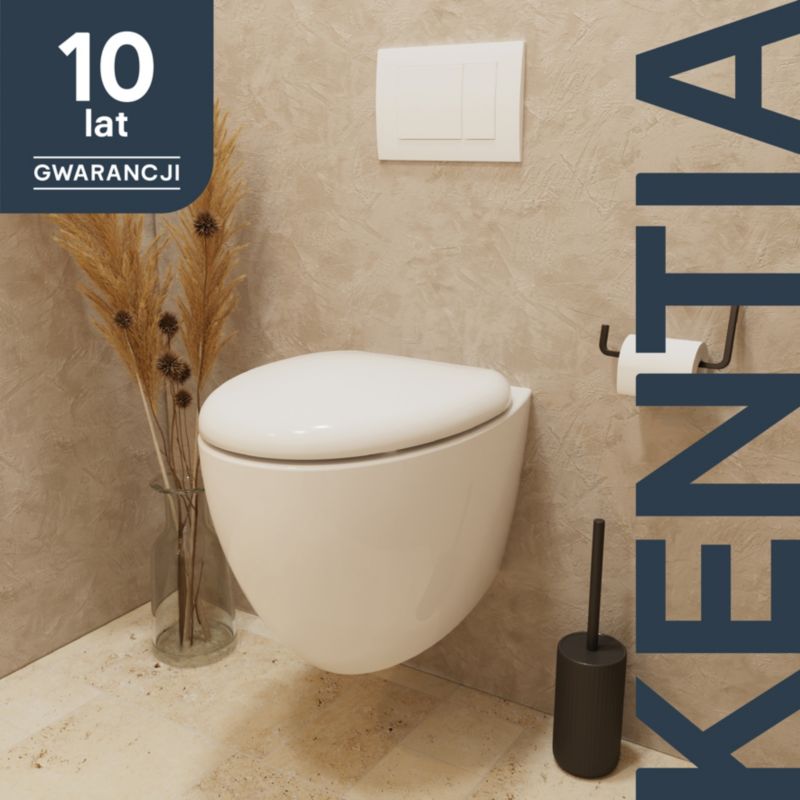 GoodHome Kentia væghængt rimless toilet med softclose sæde i hvid