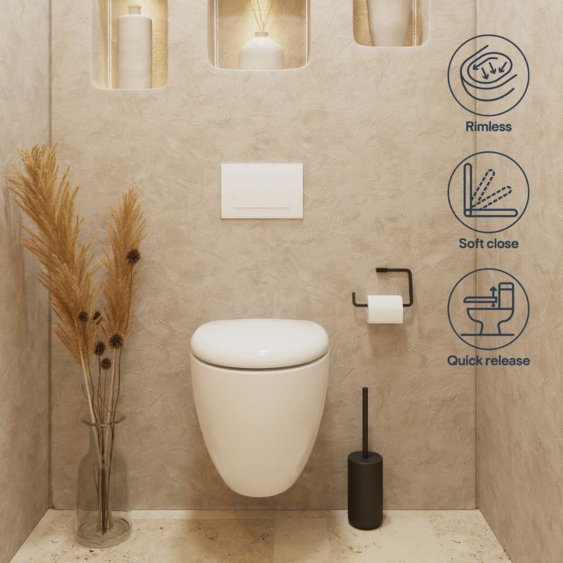 GoodHome Kentia væghængt rimless toilet med softclose sæde i hvid