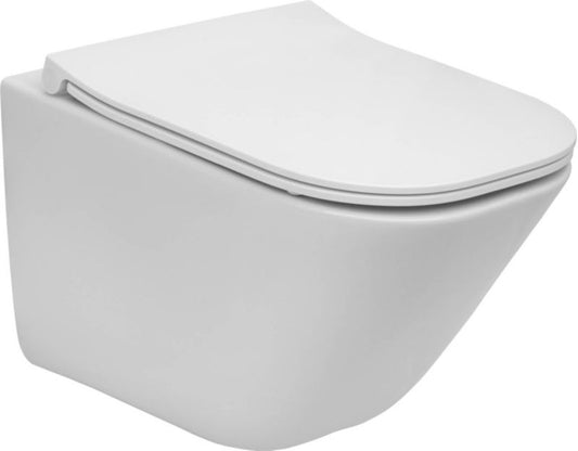 Vægmonteret WC-skål Roca Zefir 48 cm uden kant med soft-close sæde i hvid