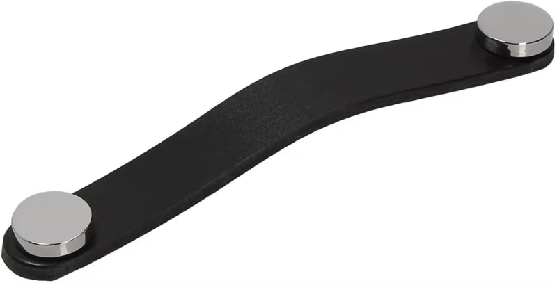 Møbelgreb Læder 128 mm Sort med Krom