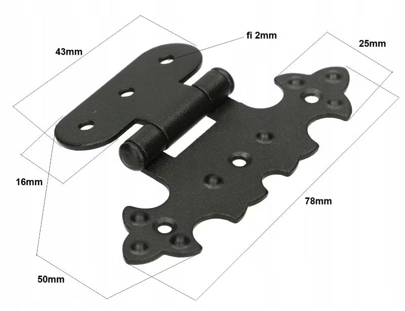 Møbelhængsel Asymmetrisk 78x50 mm Sort Stål 4 Stk.