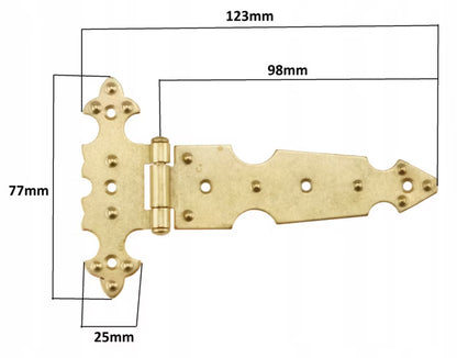 Møbelhængsel Dekorativ 77x123 mm Guld
