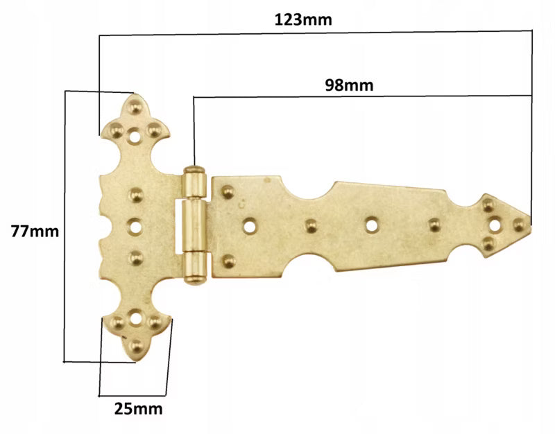 Møbelhængsel Dekorativ 77x123 mm Guld