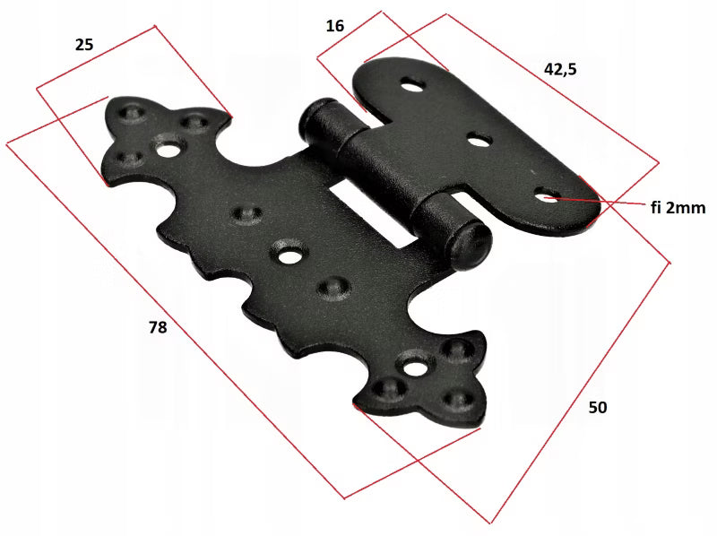 Møbelhængsel Dekorativ Asymmetrisk 78x50 mm Sort