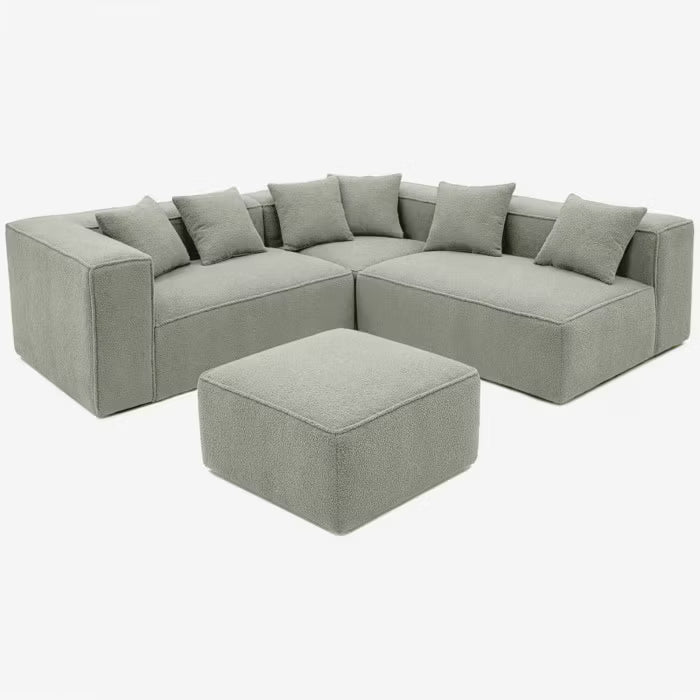 Modulopbygget Hjørnesofa Bouclé 244x192 cm Grå