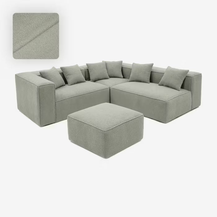 Modulopbygget Hjørnesofa Bouclé 244x192 cm Grå