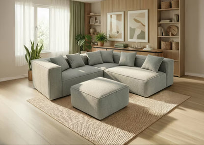Modulopbygget Hjørnesofa Bouclé 244x192 cm Grå