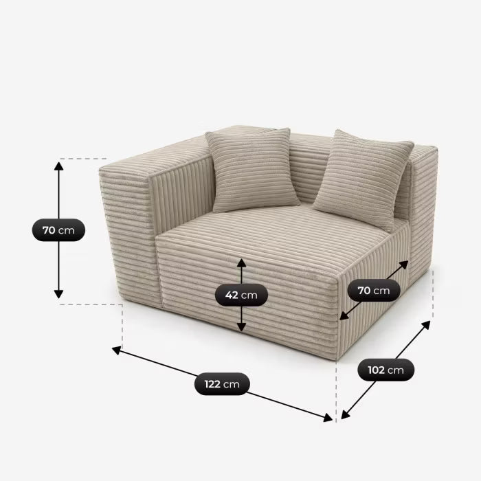 Modulopbygget Hjørnesofa CERIO 244x192 cm Fløjl Beige