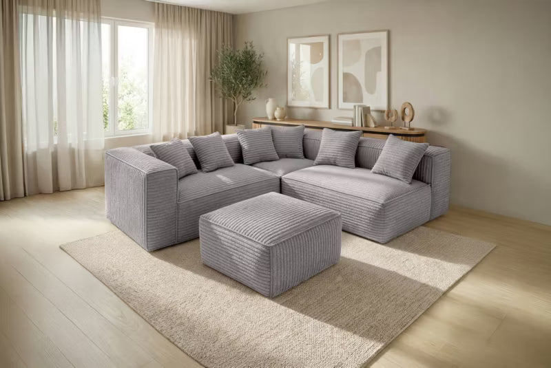 Modulopbygget Hjørnesofa CERIO 244x192 cm Grå Fløjl