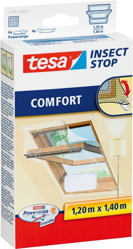 Tesa Comfort myggenet til ovenlysvinduer 1,2 x 1,4 m hvid