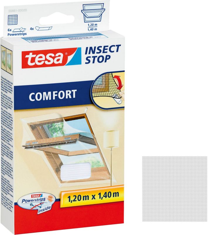 Tesa Comfort myggenet til ovenlysvinduer 1,2 x 1,4 m hvid