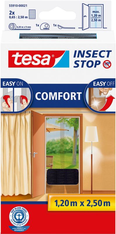 Tesa Comfort dørmyggenet 1,2 x 2,5 m sort