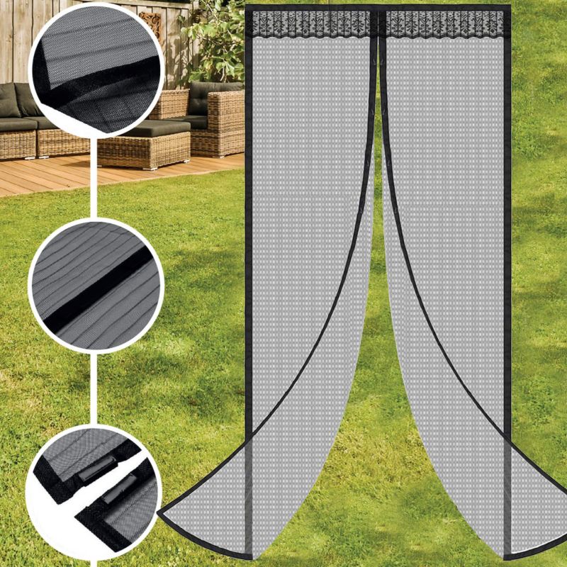 Magnetisk myggenet til altan- og terrassedør Springos 100 x 210 cm sort netgardin 1 stk.