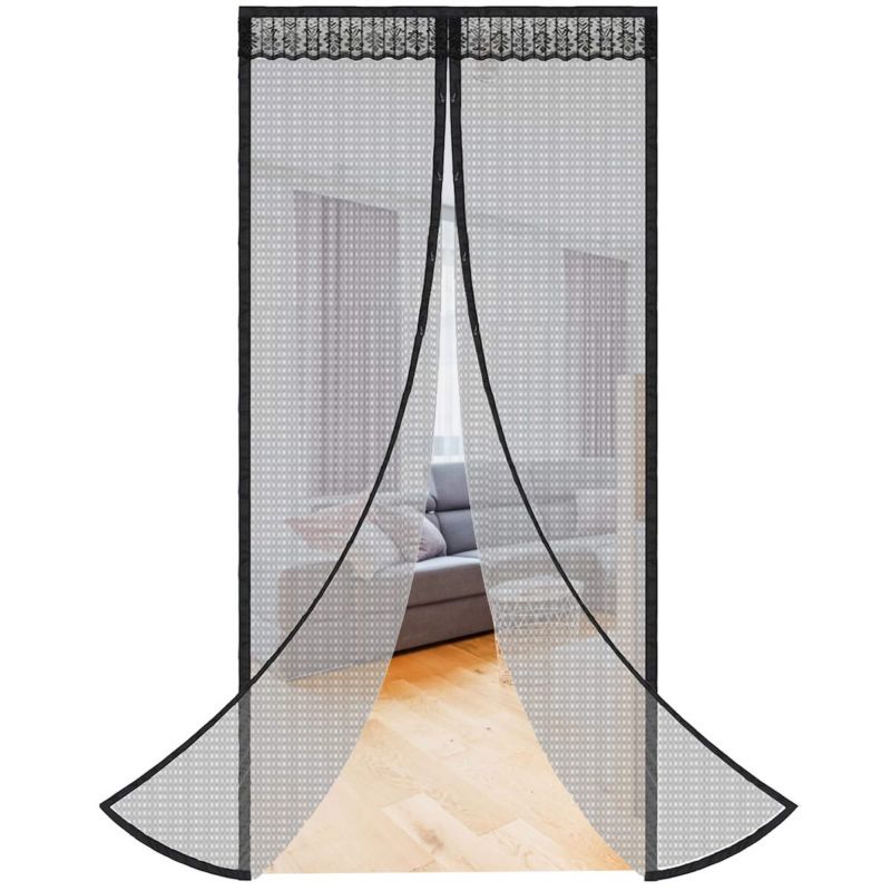 Magnetisk myggenet til altan- og terrassedør Springos 100 x 210 cm sort netgardin 1 stk.