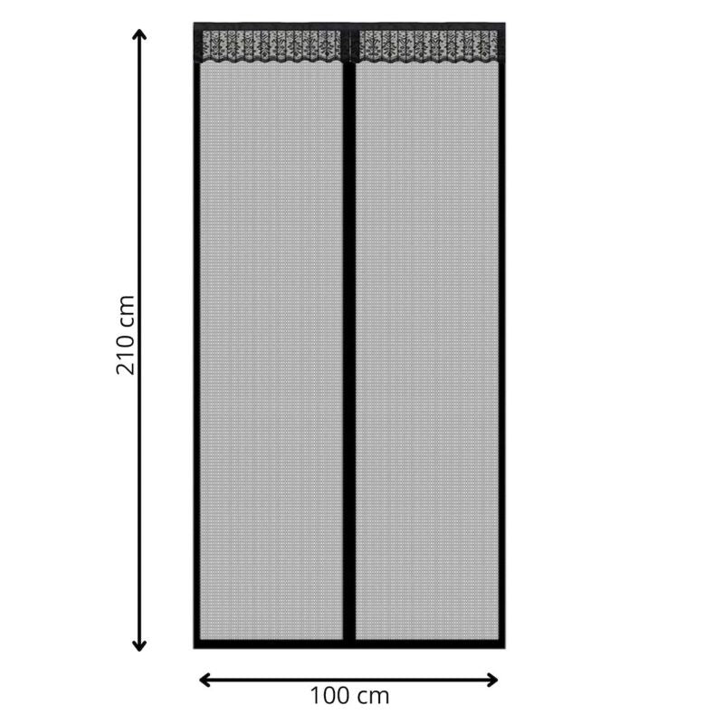 Magnetisk myggenet til altan- og terrassedør Springos 100 x 210 cm sort netgardin 1 stk.
