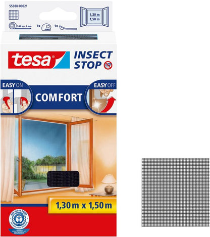Tesa Comfort myggenet til vinduer 1,3 x 1,5 m mat-sort