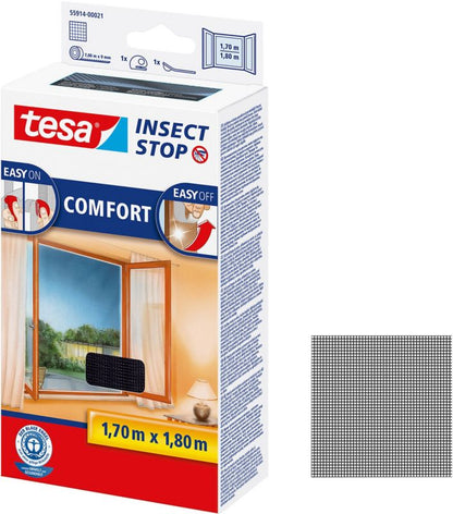 Tesa Comfort myggenet til vinduer 1,7 x 1,8 m i mat-sort