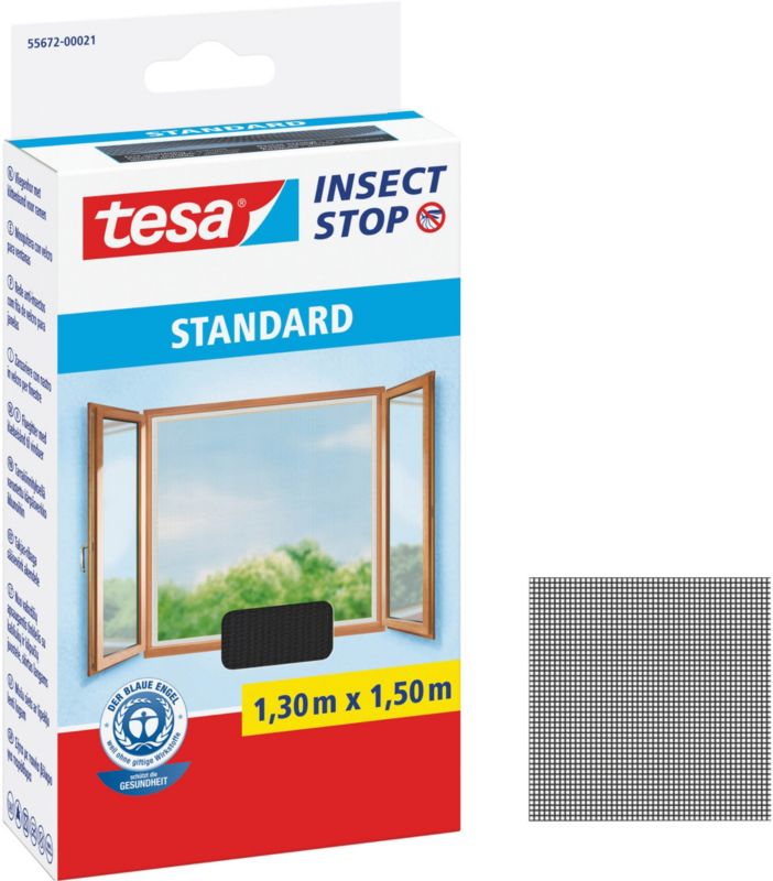 Tesa Standard myggenet til vindue 1,3 x 1,5 m sort
