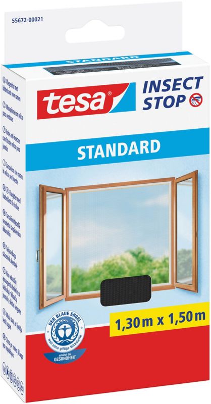 Tesa Standard myggenet til vindue 1,3 x 1,5 m sort
