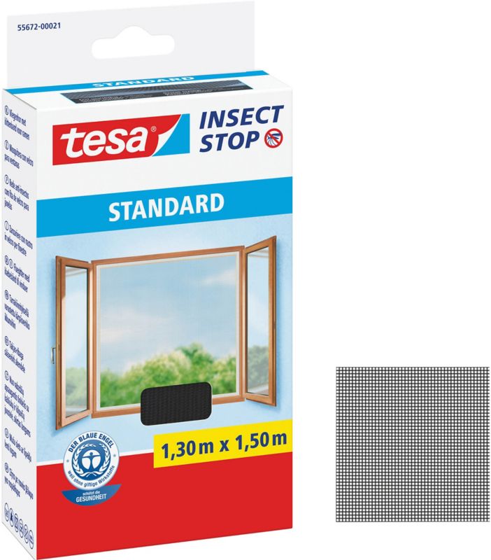 Tesa Standard myggenet til vindue 1,3 x 1,5 m sort