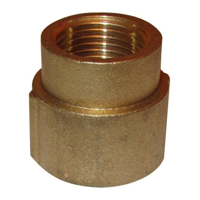 Reducerende messingmuffe med indvendigt gevind 1/2" x 3/8"
