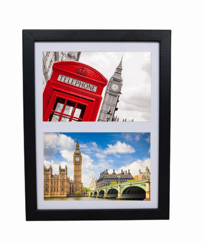 Multiramme BD art Basic 17x23 passe-partout til 2 billeder 10x15 sort 1 stk.