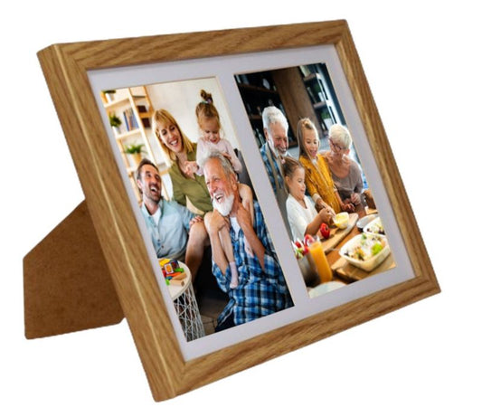 Multiramme BD art Basic 17x23 passepartout til 2 billeder 10x15 i egetræ, 1 stk.