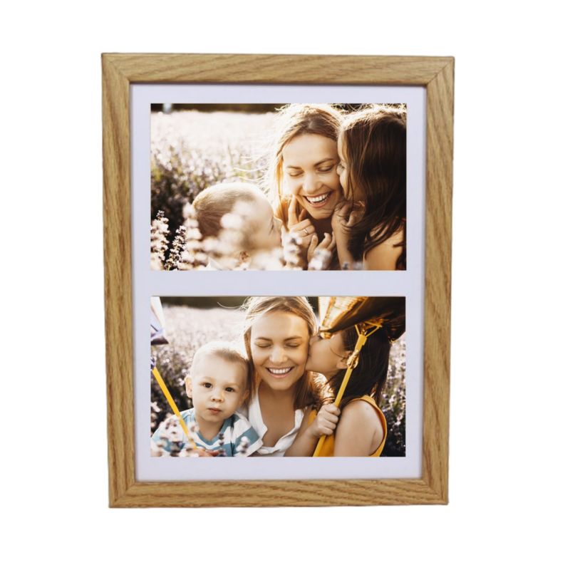 Multiramme BD art Basic 17x23 passepartout til 2 billeder 10x15 i egetræ, 1 stk.