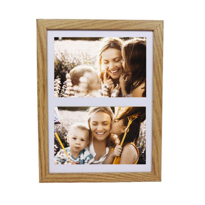 Multiramme BD art Basic 17x23 passepartout til 2 billeder 10x15 i egetræ, 1 stk.