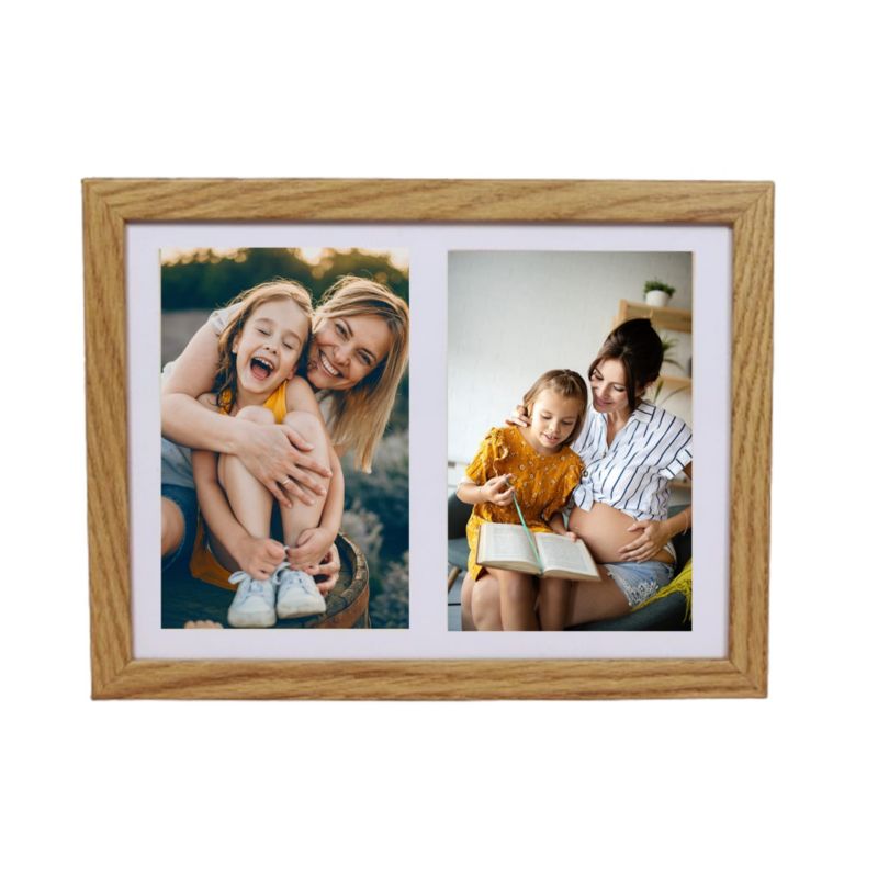 Multiramme BD art Basic 17x23 passepartout til 2 billeder 10x15 i egetræ, 1 stk.