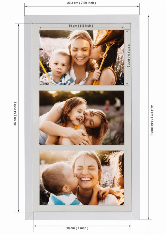 Multiramme BD art Basic 18x35 til 3 fotos 10x15 cm hvid 1 stk.